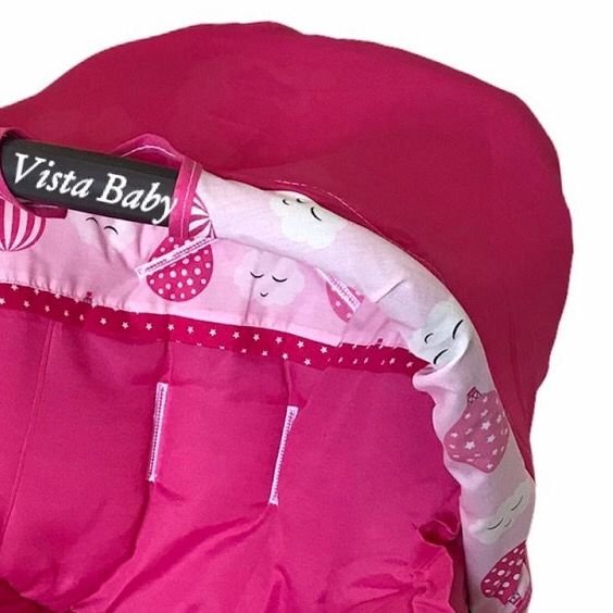 Somente Capota para Bebê Conforto Cor Pink com Rosa - Borda com Estampa Balões Rosa e Pink