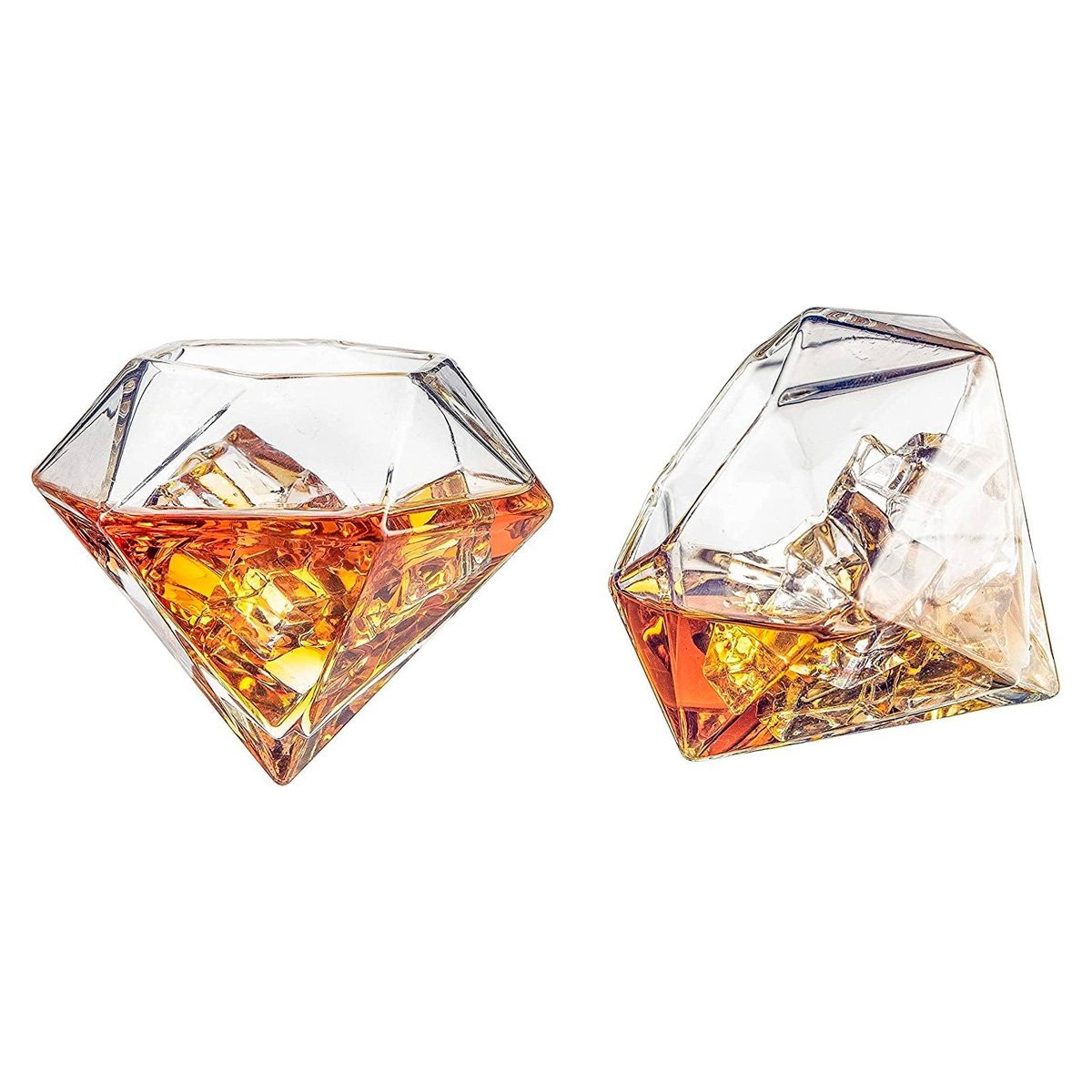 Decanter Whisky Modelo Diamante Pirâmide Com Base Madeira e Dois Copos - 4