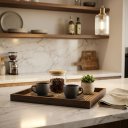 Ver imagem 5 de Bandeja Decorativa Estilo Rattan Retangular para Sala Lavabo e Café:Marrom