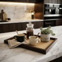 Ver imagem 2 de Bandeja Decorativa Estilo Rattan Retangular para Sala Lavabo e Café:Marrom