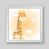 Quadro Infantil Girafa Aquarela - 40x40cm - Moldura Padrão Branco - 1
