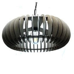 Lustre Luminária Pendente de Madeira Mdf Mod. Sophia Gd Reto Tabaco - 2