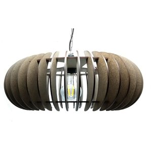 Lustre Luminária Pendente de Madeira Mdf Mod. Sophia Gd Reto Tabaco