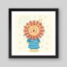 Quadro Infantil Sr Lion II - 30x30cm - Moldura Caixa Preto - 1