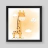 Quadro Infantil Girafa Aquarela - 40x40cm - Moldura Caixa Preto - 1