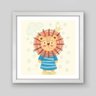 Quadro Infantil Sr Lion II - 40x40cm - Moldura Padrão Branco - 1