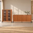 Ver imagem 1 de Kit Cristaleira com Buffet Bend Frisado Principal Incolar Cedro Metal Preto