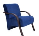 Ver imagem 1 de Poltrona Decorativa Santa Rita Suede com Braço de Madeira Azul Marinho