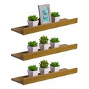 Ver imagem 1 de Kit 3 Prateleiras Porta Quadros 80 x 10cm Freijó Suporte Invisível