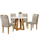 Ver imagem 1 de Conjunto Sala de Jantar 4 Lugares Mesa Redonda e 4 Cadeiras