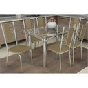 Ver imagem 1 de Conjunto: Mesa de Cozinha Elba C/ Tampo de Vidro 120cm e 6 Cadeiras Lisboa Cromada - Courano