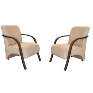 Kit 2 Poltronas Decorativa Stilo Braços em Madeira Dora Bela 0119