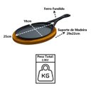 Ver imagem 2 de Frigideira Oval Cabo Ferro Fundido Suporte Madeira 25x18cm Libaneza 94073LB