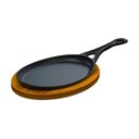 Ver imagem 1 de Frigideira Oval Cabo Ferro Fundido Suporte Madeira 25x18cm Libaneza 94073LB