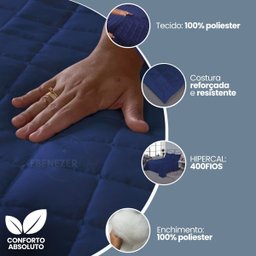 Cobre Leito Casal 3 Peças Dupla Face Toque Aveludado Matelado 400 Fios com Porta Travesseiro - 4
