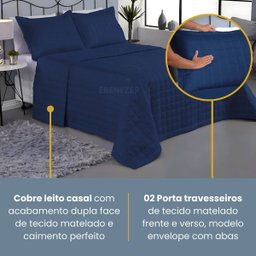 Cobre Leito Casal 3 Peças Dupla Face Toque Aveludado Matelado 400 Fios com Porta Travesseiro - 8