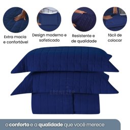 Cobre Leito Casal 3 Peças Dupla Face Toque Aveludado Matelado 400 Fios com Porta Travesseiro - 5