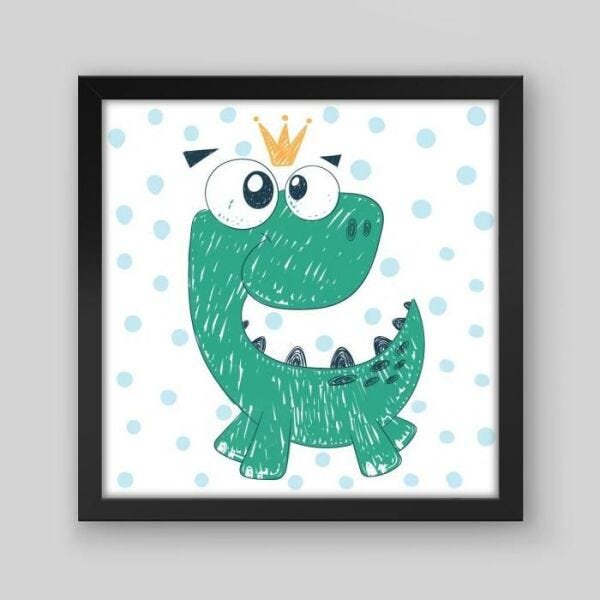 Quadro Infantil Dino Dino - 20x20cm - Moldura Caixa Preto - 1