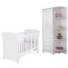 Jogo de Quarto Infantil Doce Sonho Guarda Roupa 2 Portas e Berço Americano Branco com Rodízio - Qmov - 1