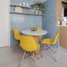 Conjunto com 4 Cadeiras Eames Amarela - Base Madeira Natural - 4