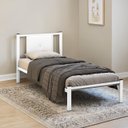 Ver imagem 2 de Cama Solteiro Infantil Juvenil Aurora de Ferro Reforçada com Painel Estofado Corino:branco