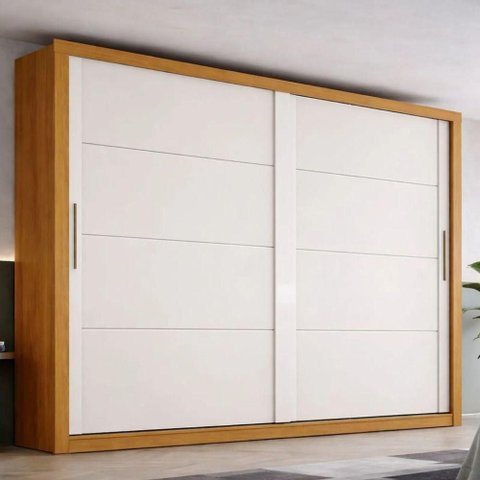 Guarda-roupa Casal 2 Portas de Correr 4 Gavetas Thor Henn Cinamomo/off White
