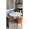 Mesa Sala e Jantar Redonda 90cm Base em Madeira Maciça 4 Lugares Tampo Off-white - 4