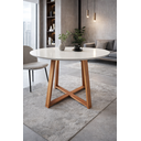 Ver imagem 1 de Mesa Redonda 90cm em Mdf com Base em Madeira Maciça – Resistente e Moderna