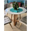 Ver imagem 3 de Mesa Sala e Jantar Redonda 90cm Base em Madeira Maciça 4 Lugares Tampo Off-white