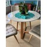 Mesa Sala e Jantar Redonda 90cm Base em Madeira Maciça 4 Lugares Tampo Off-white - 3
