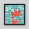 Quadro Infantil Dinossauro Ilustraçnao - 40x40cm - Moldura Padrão Preto - 1