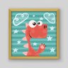 Quadro Infantil Dinossauro Ilustraçnao - 40x40cm - Moldura Padrão Madeira - 1
