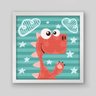 Quadro Infantil Dinossauro Ilustraçnao - 40x40cm - Moldura Caixa Branco - 1