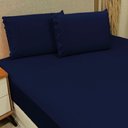 Ver imagem 2 de Jogo de Lençol Casal Padrão Bordado Ingles Micropercal 300 Fios Toque de Algodão 3 Peças - Azul Mari