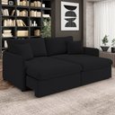 Ver imagem 2 de Sofá Cama Retrátil para Sala de Estar 234cm Una K01 Veludo Preto - Lyam Decor