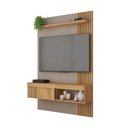 Ver imagem 4 de Painel TV 45 pol 120cm Bancada Suspensa Ripado Luana Fendi/Buriti C01 - D’Rossi