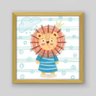 Quadro Infantil Sr Lion - 40x40cm - Moldura Caixa Madeira - 1