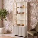 Ver imagem 1 de Cristaleira Ripada 2 Portas de Vidro com LED Aruá CabeCasa MadeiraOriginals Bege/Offwhite