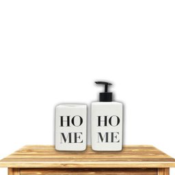 Kit Banheiro Lavabo Bancada 2 Peças Porta Sabonete Líquido Porta Escovas - Home - 1