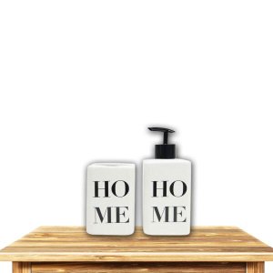 Kit Banheiro Lavabo Bancada 2 Peças Porta Sabonete Líquido Porta Escovas - Home