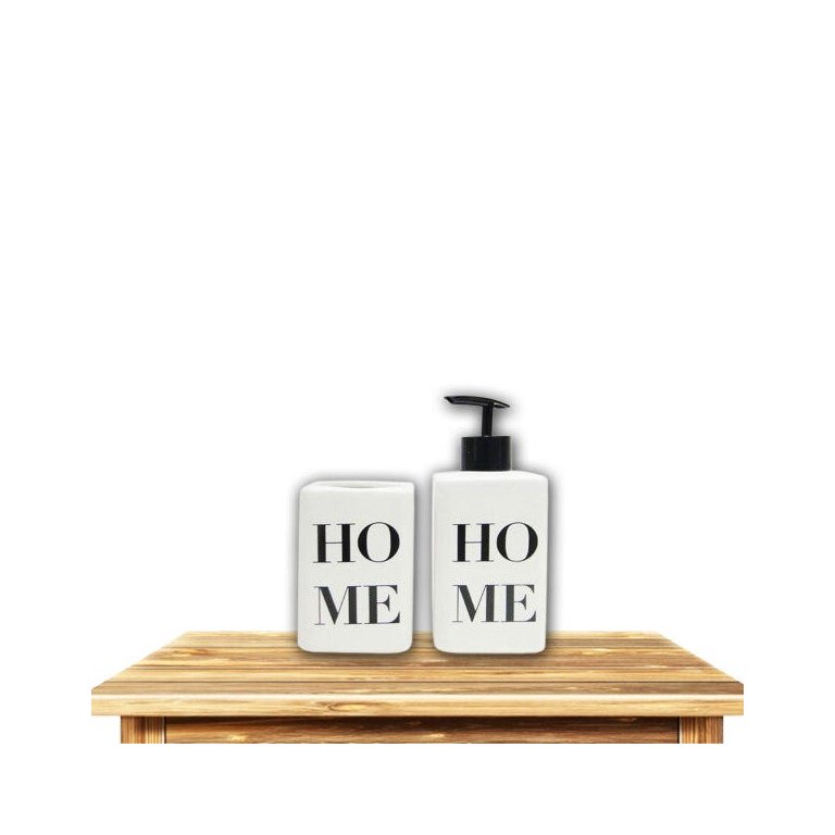 Kit Banheiro Lavabo Bancada 2 Peças Porta Sabonete Líquido Porta Escovas - Home