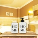 Ver imagem 2 de Kit Banheiro Lavabo Bancada 2 Peças Porta Sabonete Líquido Porta Escovas - Home