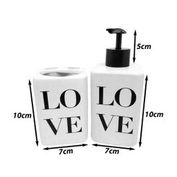 Kit Banheiro Lavabo Bancada 2 Peças Porta Sabonete Líquido Porta Escovas - Home - 3