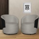 Ver imagem 1 de Kit 2 Poltronas Organica Beatriz Suede Bege C/ Composê Corano Preto - Lm Decor