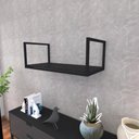 Ver imagem 1 de Prateleira Industrial Suspensa Estante Parede Nicho Preto Ferro e Madeira Suporte Pratileira