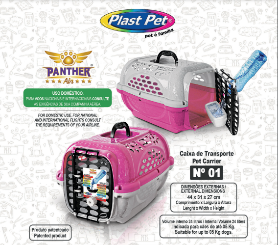 Caixa Transporte Panther N1 Preta Sem Bebedouro Plast Pet - 3