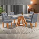 Ver imagem 1 de Mesa Kyra 120CMX90CM 4 Cadeiras Arizona Tampo Smart Plus Vidro Off White