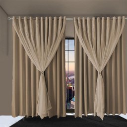 Cortina Sala e Quarto 5,50x2,50 Tecido Blackout Ana Bege - 4 Cortina Sala e Quarto 5,50x2,50 Tecido Blackout Ana Bege - 4