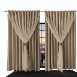 Cortina Sala e Quarto 5,50x2,50 Tecido Blackout Ana Bege - 1 Cortina Sala e Quarto 5,50x2,50 Tecido Blackout Ana Bege - 1