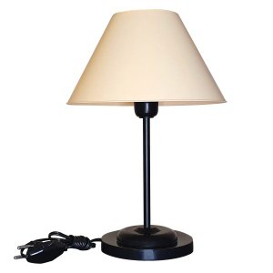 Abajur Slim Black´N Sand Luminária de Mesa Fino Quarto Sala - Cúpula Bege